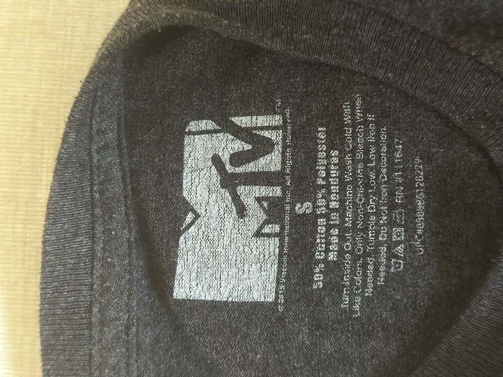 MTV Music Television Distressed Neon Fade Stripe Logo Graphic T-Shirt - Picture 4 of 6